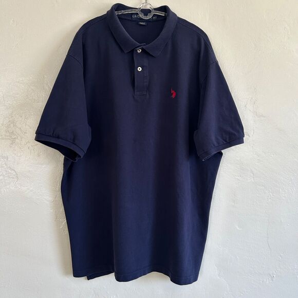 U.S. Polo Assn. Mens Polo Shirt Navy Blue Red Pony Size 2XLT - Picture 3 of 6